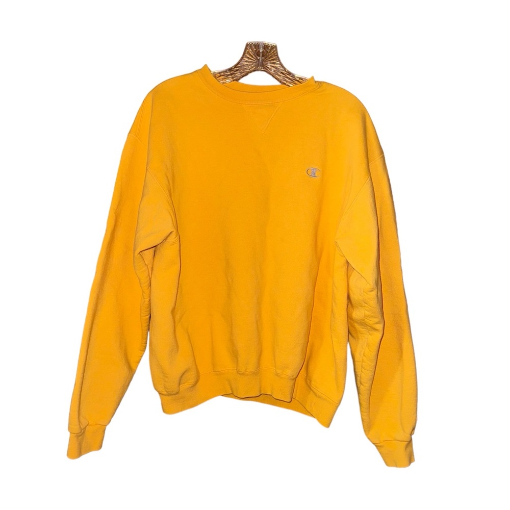 Yellow Champion sweatshirt with embroidered logo on chest